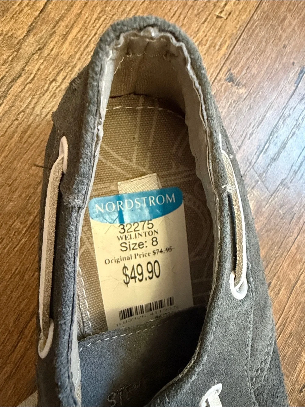 Steve Madden Men's Charcoal Suede Boat Shoes with White Laces